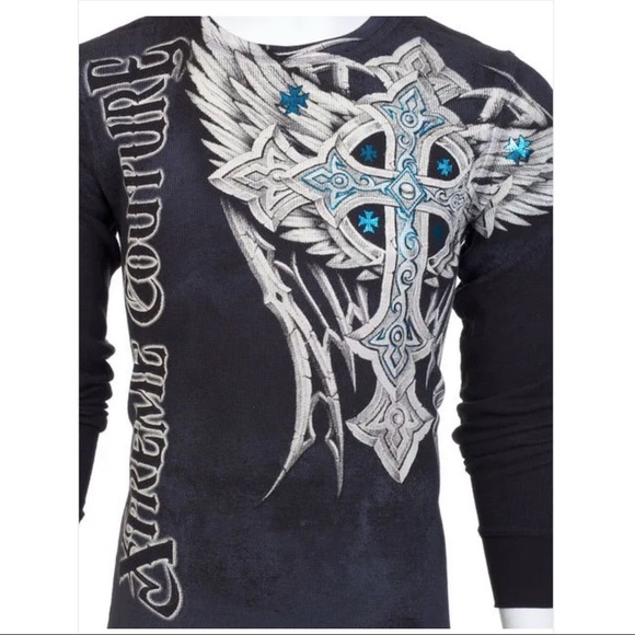 Xtreme Couture by Affliction Men's Thermal Shirt Panther - Picture 3 of 9